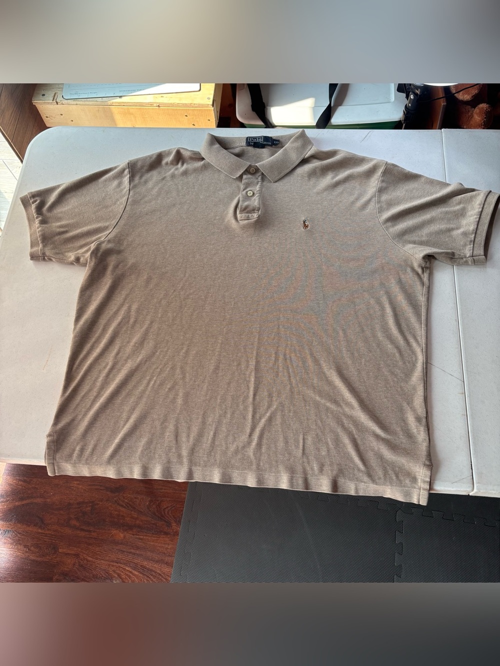 Polo Ralph Lauren XXL Polo Shirt Men Tan Beige Solid Short Sleeve Cotton⁠